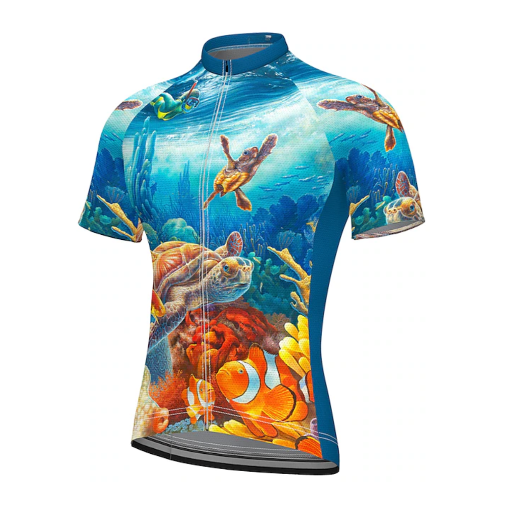 Ocean Blue Cycling Short Sleeve Jersey For Men, Ocean Cycling Jersey CZ0158