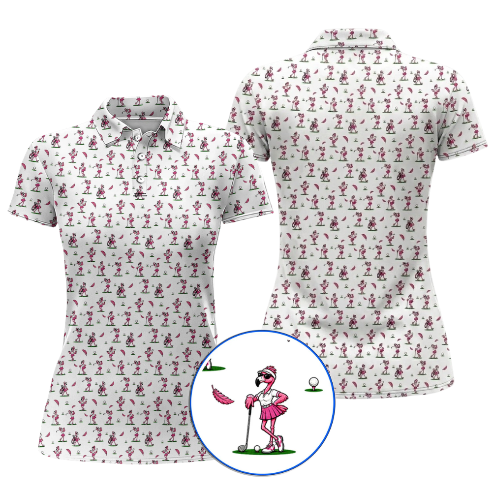 Women's Fun Flamingo Golf Polo Shirt, Flamingo Ladies Golf Shirt GZ0370