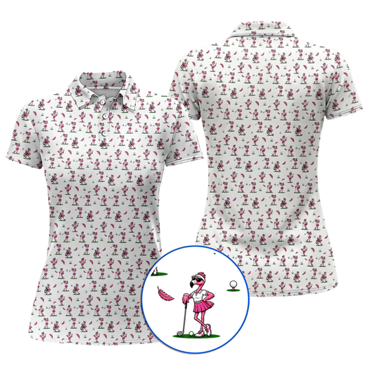 Women's Fun Flamingo Golf Polo Shirt, Flamingo Ladies Golf Shirt GZ0370