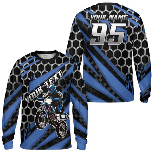 Custom Hexagon Motocross Long Sleeve Jersey For Men, Custom Racing Dirt Bike Jerseys ME0071