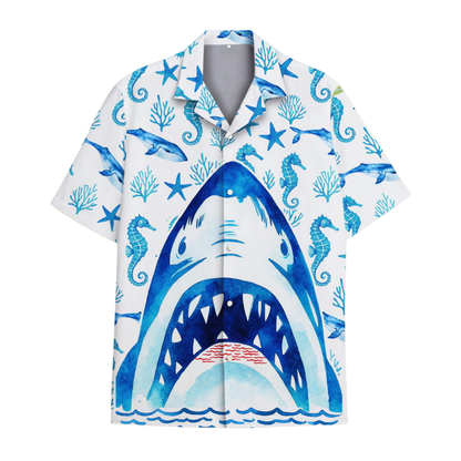 Men's Shark Hawaiian Shirt, Shark Lover Hawaiian Shirts HE0301