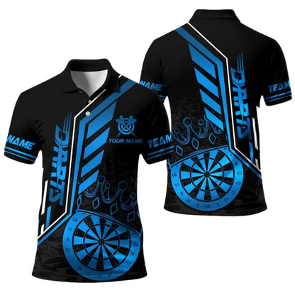 Custom Black And Gold King Dartboard Darts Polo Team Shirts For Men, Custom Darts Shirts DE0042