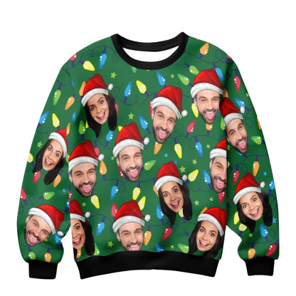 Custom Faces With Christmas Hat 3D Sweatshirt, Personalized Photo Christmas Sweatshirt 2D1100