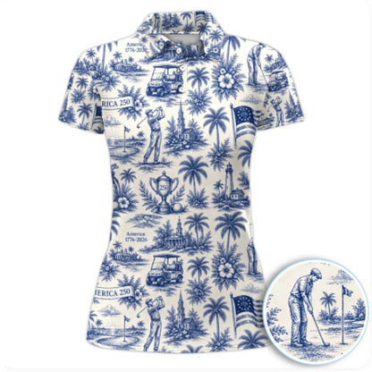 Women's Vintage 250th Anniversary Golf Polo Shirt, 4th Of July Golf Shirts For Ladies GZ0265