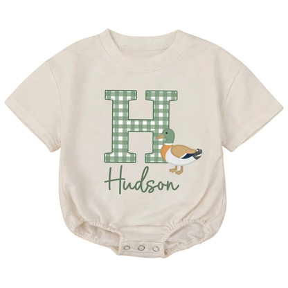 Custom Mallard Duck Baby Bubble T Shirt Romper With Name, Custom Hunting Duck Baby Romper BB0707