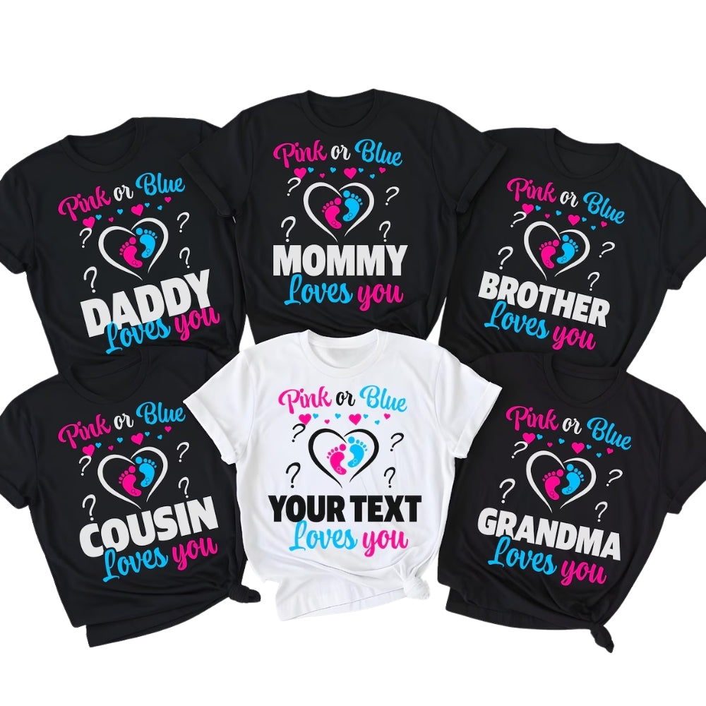 Pink Or Blue Custom Gender Reveal Matching Family T Shirts, Custom Baby Announcement Family Shirts ET0413