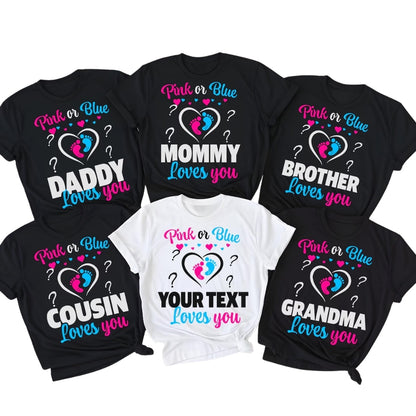 Pink Or Blue Custom Gender Reveal Matching Family T Shirts, Custom Baby Announcement Family Shirts ET0413