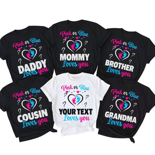 Pink Or Blue Custom Gender Reveal Matching Family T Shirts, Custom Baby Announcement Family Shirts ET0413