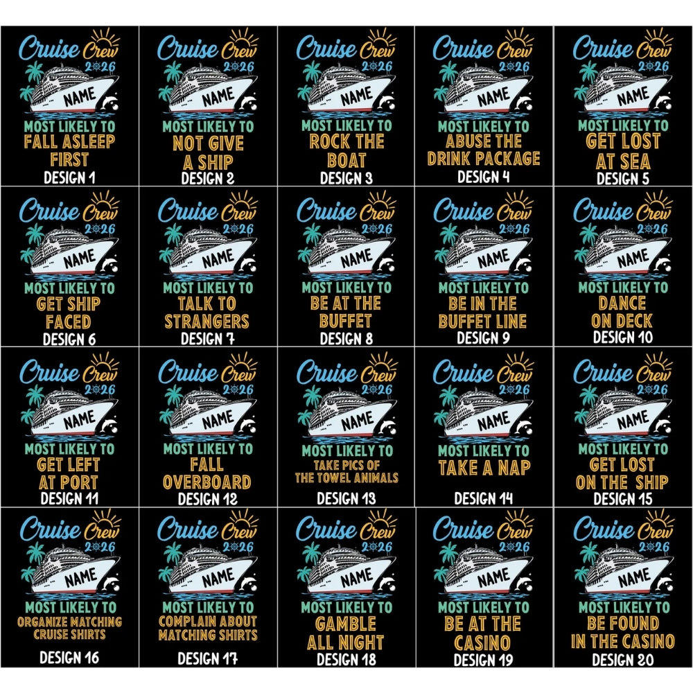 Most Likely To Custom Cruise Crew Matching Family T Shirts With 60 Quotes, Custom Funny Cruise Vacation Shirts For Family ET0269