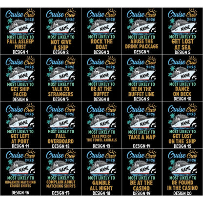 Most Likely To Custom Cruise Crew Matching Family T Shirts With 60 Quotes, Custom Funny Cruise Vacation Shirts For Family ET0269