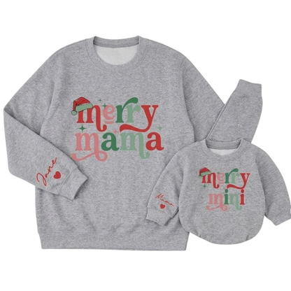 Personalized Merry Mama Merry Mini Matching Xmas Sweatshirt, Custom Mommy And Me Christmas Sweatshirt ET1611