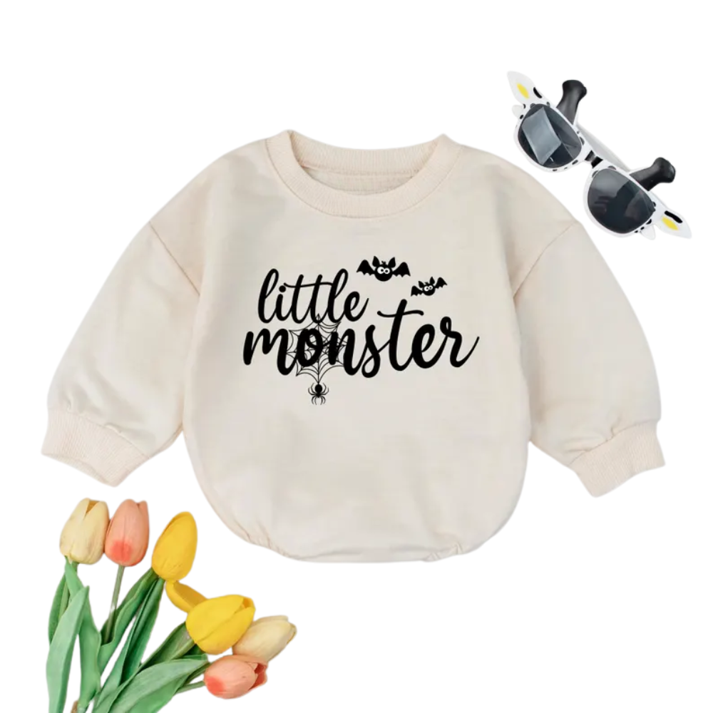 Little Monster Halloween Baby Romper Sweatshirt, Baby Romper Sweatshirt For Halloween BB0563