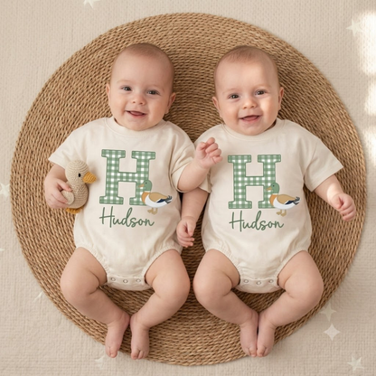 Custom Mallard Duck Baby Bubble T Shirt Romper With Name, Custom Hunting Duck Baby Romper BB0707