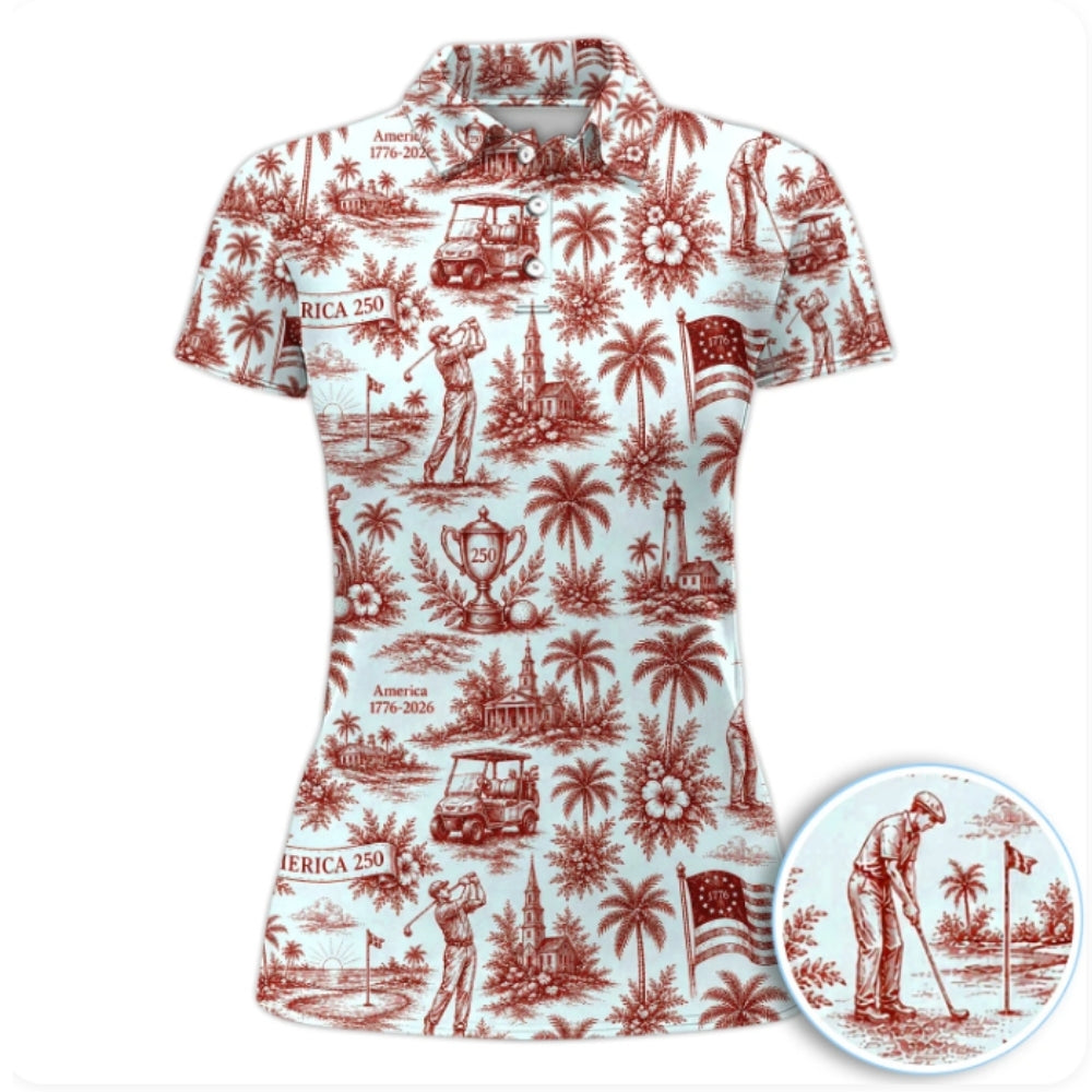 Women's Vintage 250th Anniversary Golf Polo Shirt, 4th Of July Golf Shirts For Ladies GZ0265