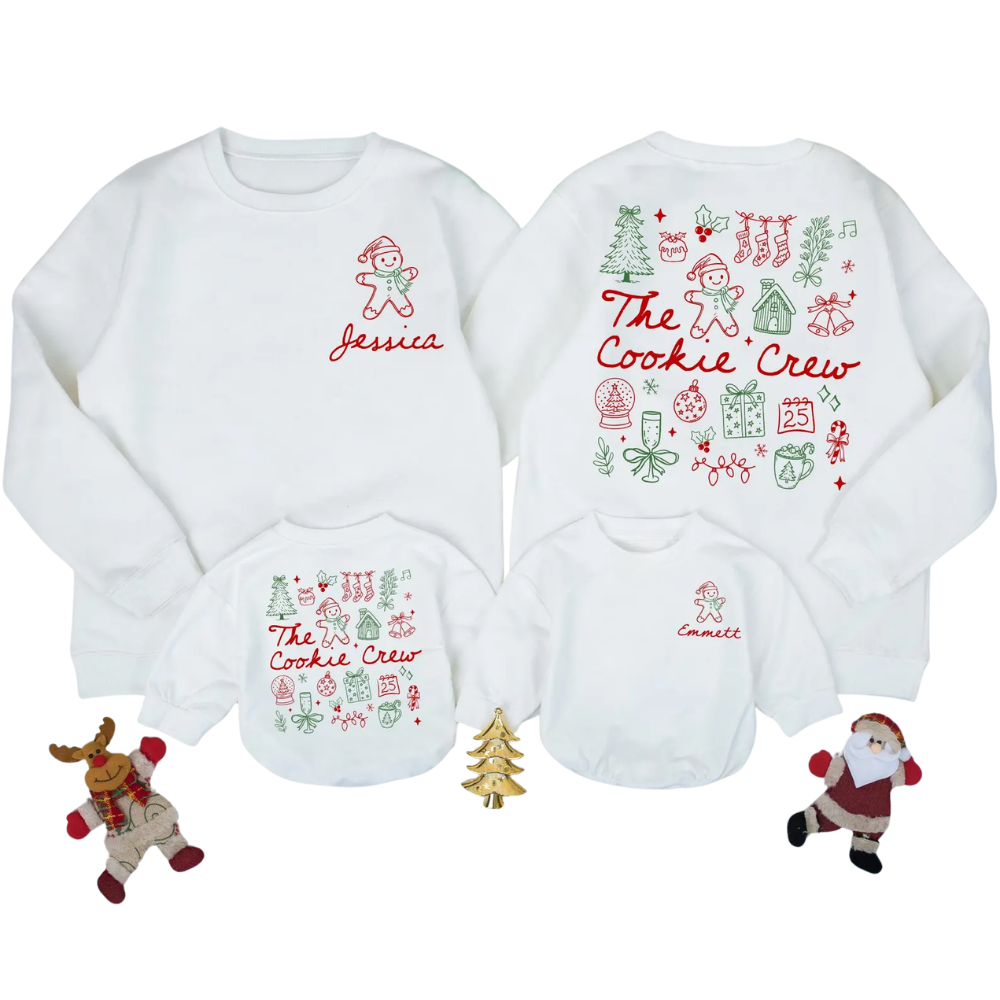 The Cookie Crew Custom Name Family Christmas Sweatshirt, Personalized Matching Chistmas Sweatshirt For Family ET1654