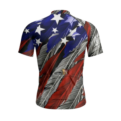 Grunge American Flag Cycling Short Sleeve Jersey For Men, Patriotic Cycling Jersey CZ0148