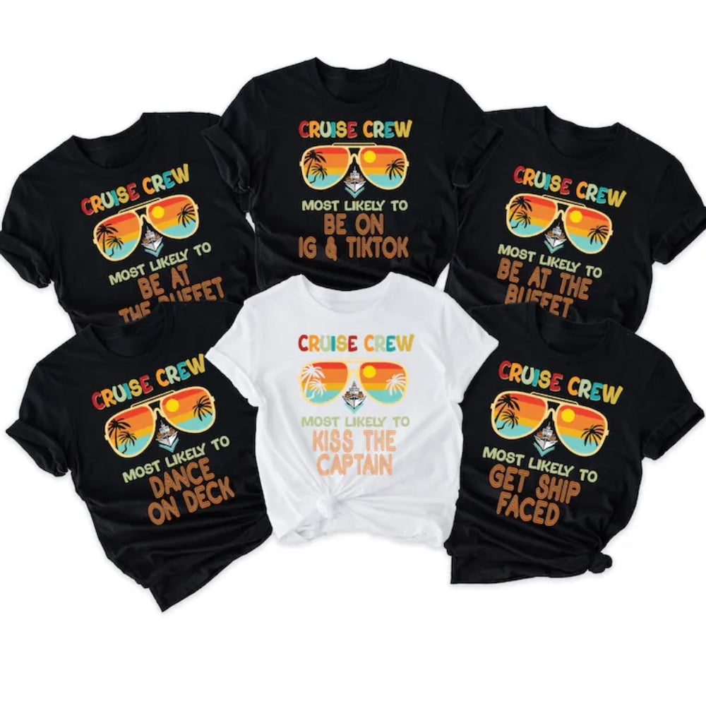 Custom Most Likely To Matching Family Cruise T Shirts, Custom Funny Cruise Shirts For Groups Family ET0106
