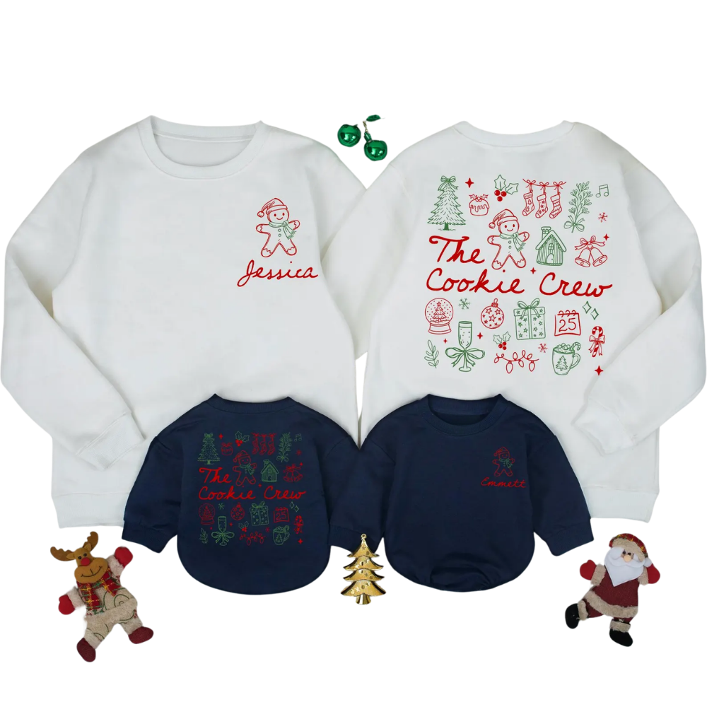 The Cookie Crew Custom Name Family Christmas Sweatshirt, Personalized Matching Chistmas Sweatshirt For Family ET1654