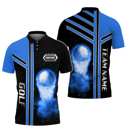 Custom Flame Ball Men's Golf Polo Shirt, Custom Flame Golf Shirts For Team GZ0308