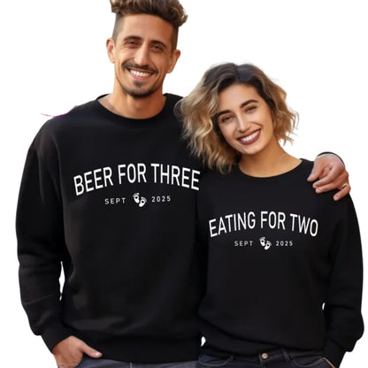Eating For Two Beer for Three Pregnant Sweatshirt, Matching Funny Pregnancy Announcement Sweatshirt 2D0601