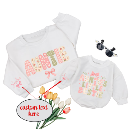 Auntie And Auntie's Little Bestie Custom Name Matching Sweatshirt, Custom Auntie And Niece Sweatshirt Matching ET1616