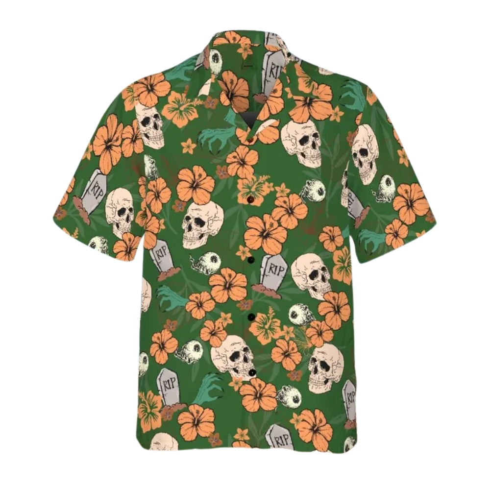 Skeleton Floral Hawaiian Shirts For Men Women, Tropical Skull Hawaiian Shirts HE0201