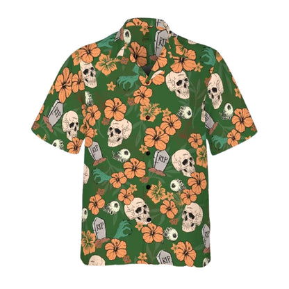 Skeleton Floral Hawaiian Shirts For Men Women, Tropical Skull Hawaiian Shirts HE0201