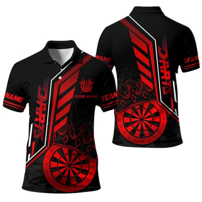 Custom Black And Gold King Dartboard Darts Polo Team Shirts For Men, Custom Darts Shirts DE0042