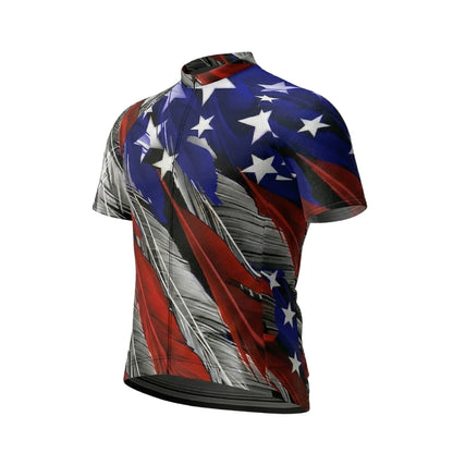 Grunge American Flag Cycling Short Sleeve Jersey For Men, Patriotic Cycling Jersey CZ0148