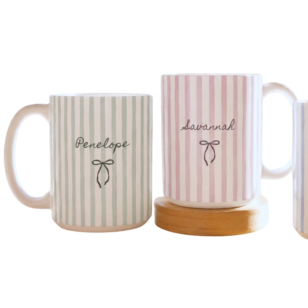 Personalized Bridesmaid Name Stripe Coffee Mug, Custom Bridesmaid Mug For Bridal Shower WD0271