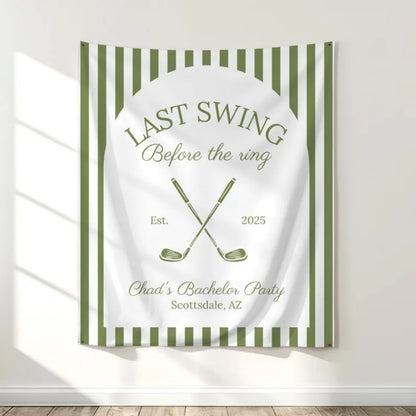 Last Swing Before The Ring Bachelor Party Banner Personalized, Custom Golf Bachelor Banner WD0539