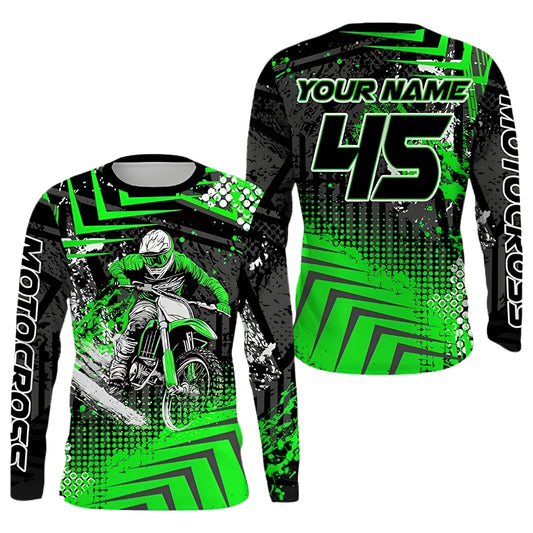 Custom Motocross Rider Men's Long Sleeve Jersey, Custom Dirt Bike Shirts MZ0085