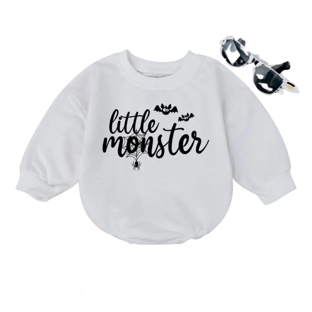 Little Monster Halloween Baby Romper Sweatshirt, Baby Romper Sweatshirt For Halloween BB0563