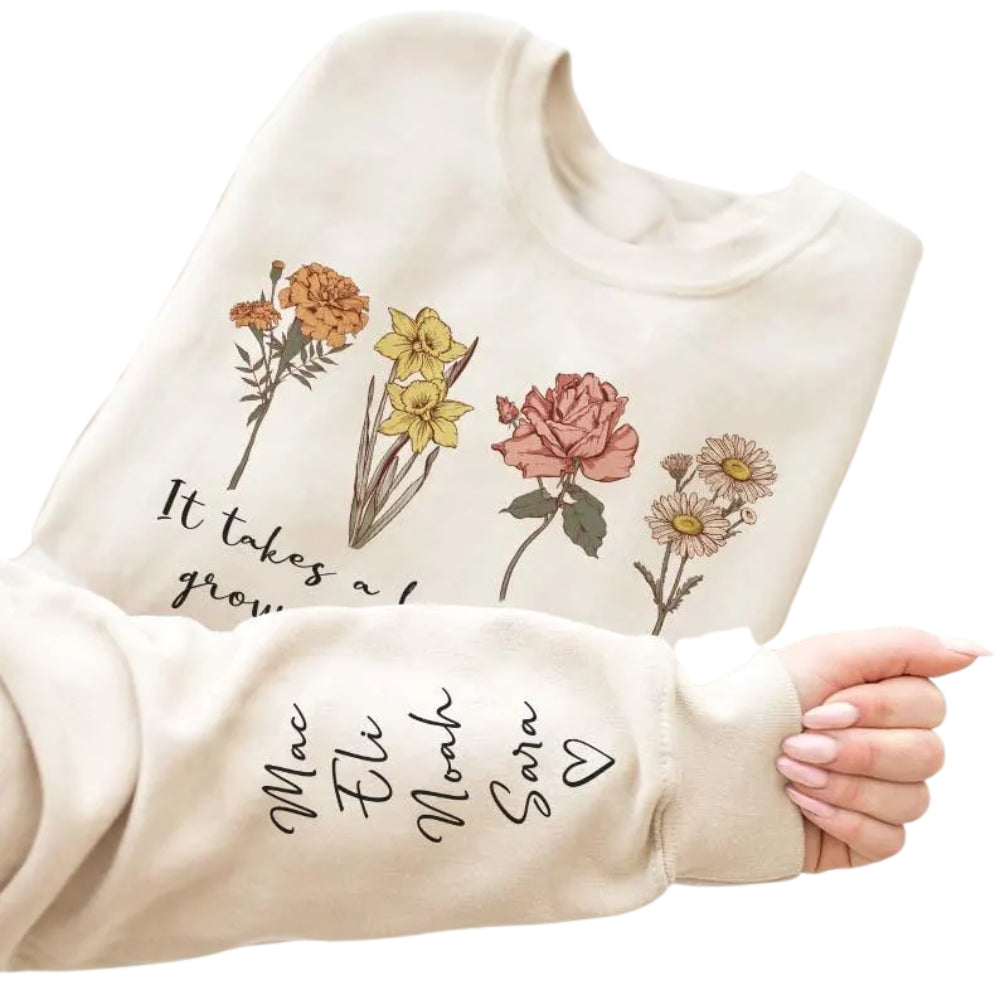 It Takes A Long Time To Grow An Old Friend Custom Friendship Floral Sweatshirt, Custom Best Friend Birth Month Flower Sweatshirt 2D0263