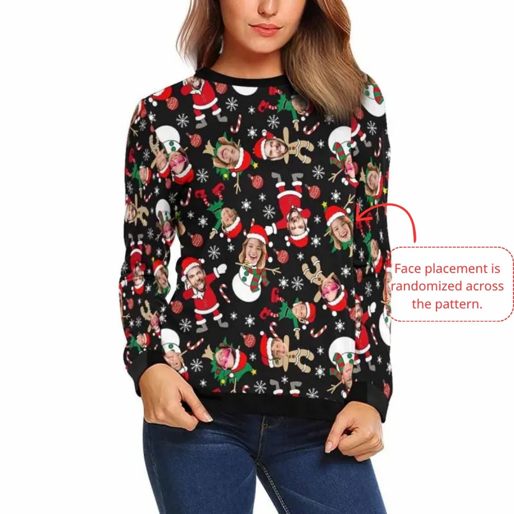 Personalized Funny Faces Family Christmas Sweatshirt 3D Printed, Custom Photo Xmas Sweatshirt 2D1101