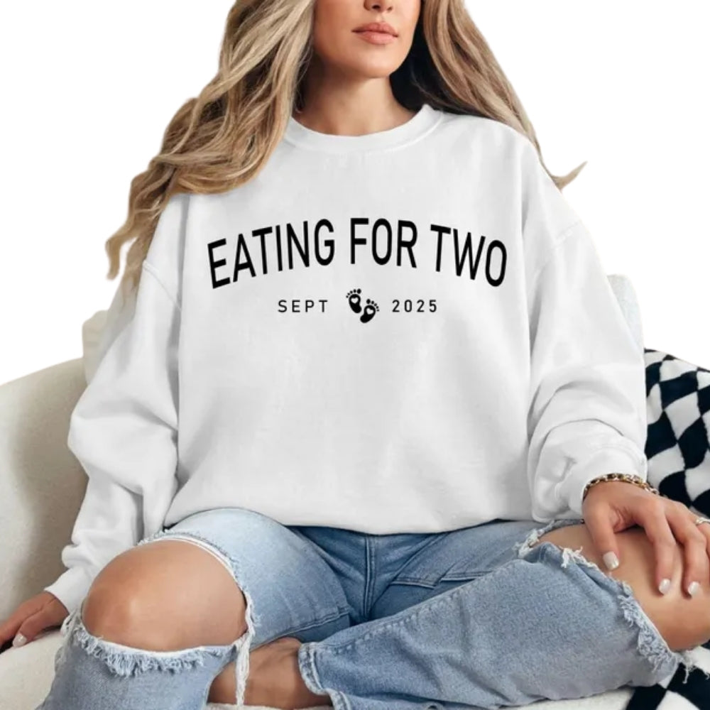 Eating For Two Beer for Three Pregnant Sweatshirt, Matching Funny Pregnancy Announcement Sweatshirt 2D0601