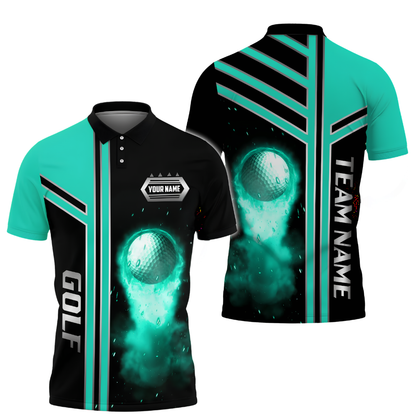 Custom Flame Ball Men's Golf Polo Shirt, Custom Flame Golf Shirts For Team GZ0308