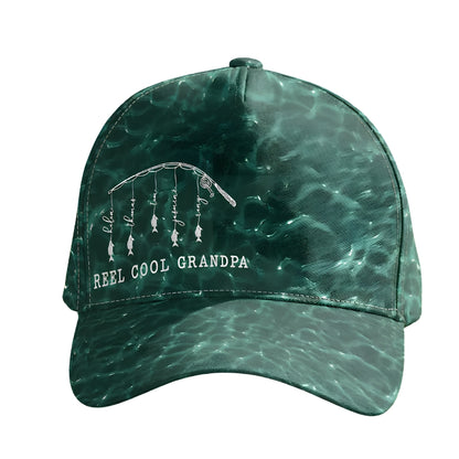 Reel Cool Grandpa Personalized Fishing Baseball 3D Printed Cap With Kid Names, Custom Father Day Fishing Cap For Dad Grandpa CP0493