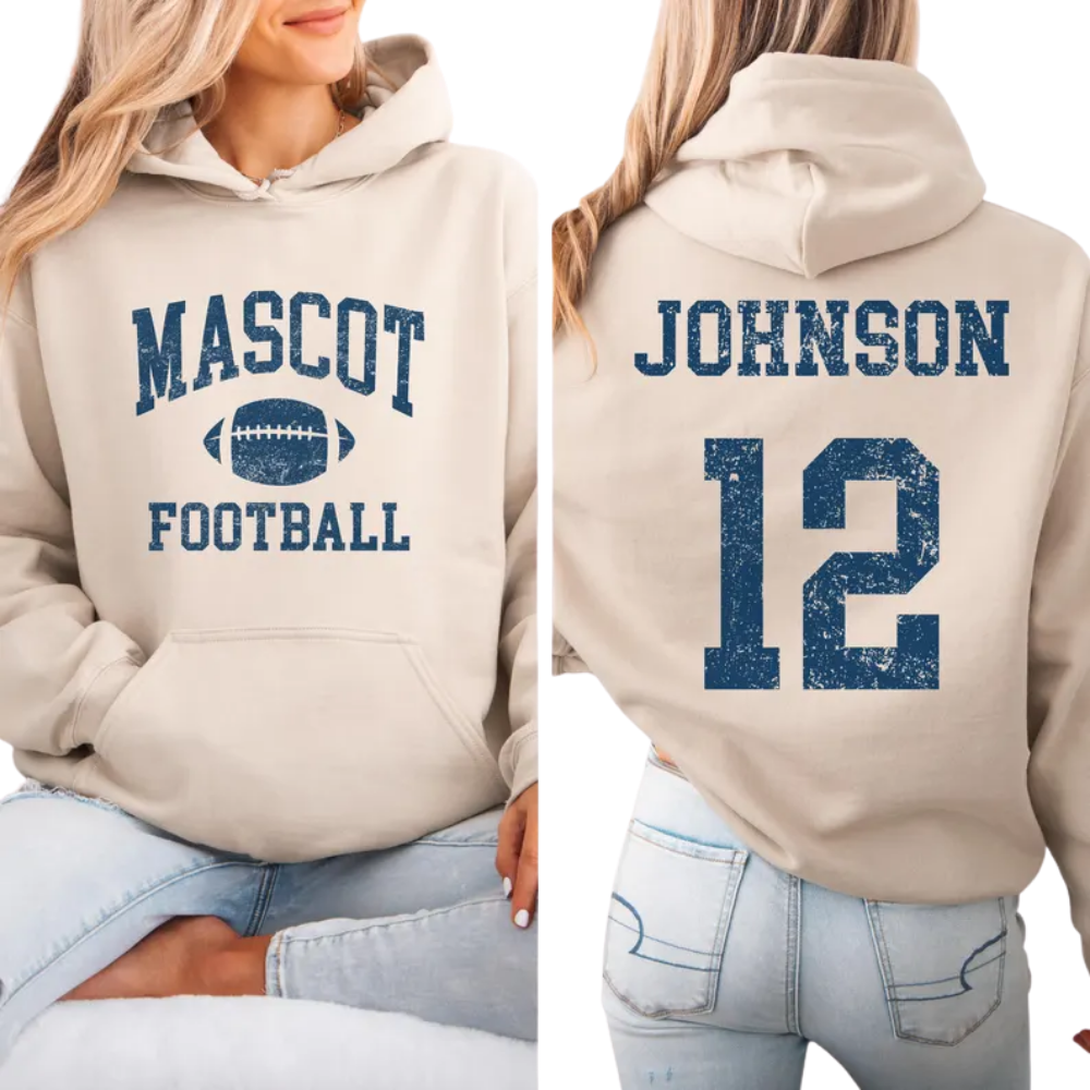 Personalized Football Mascot Hoodies For Mom, Custom Football Mom Hoodies For Game Day 2D0975