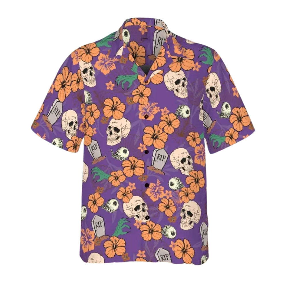 Skeleton Floral Hawaiian Shirts For Men Women, Tropical Skull Hawaiian Shirts HE0201