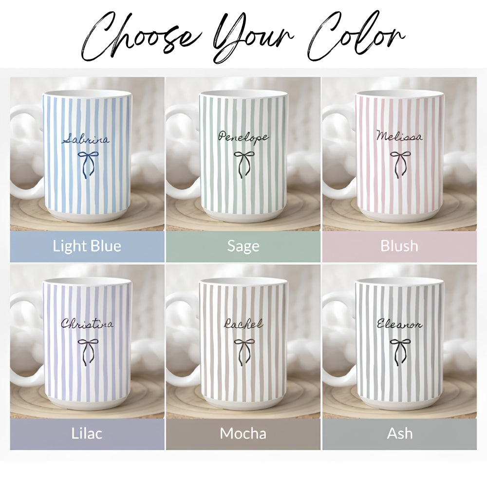 Personalized Bridesmaid Name Stripe Coffee Mug, Custom Bridesmaid Mug For Bridal Shower WD0271