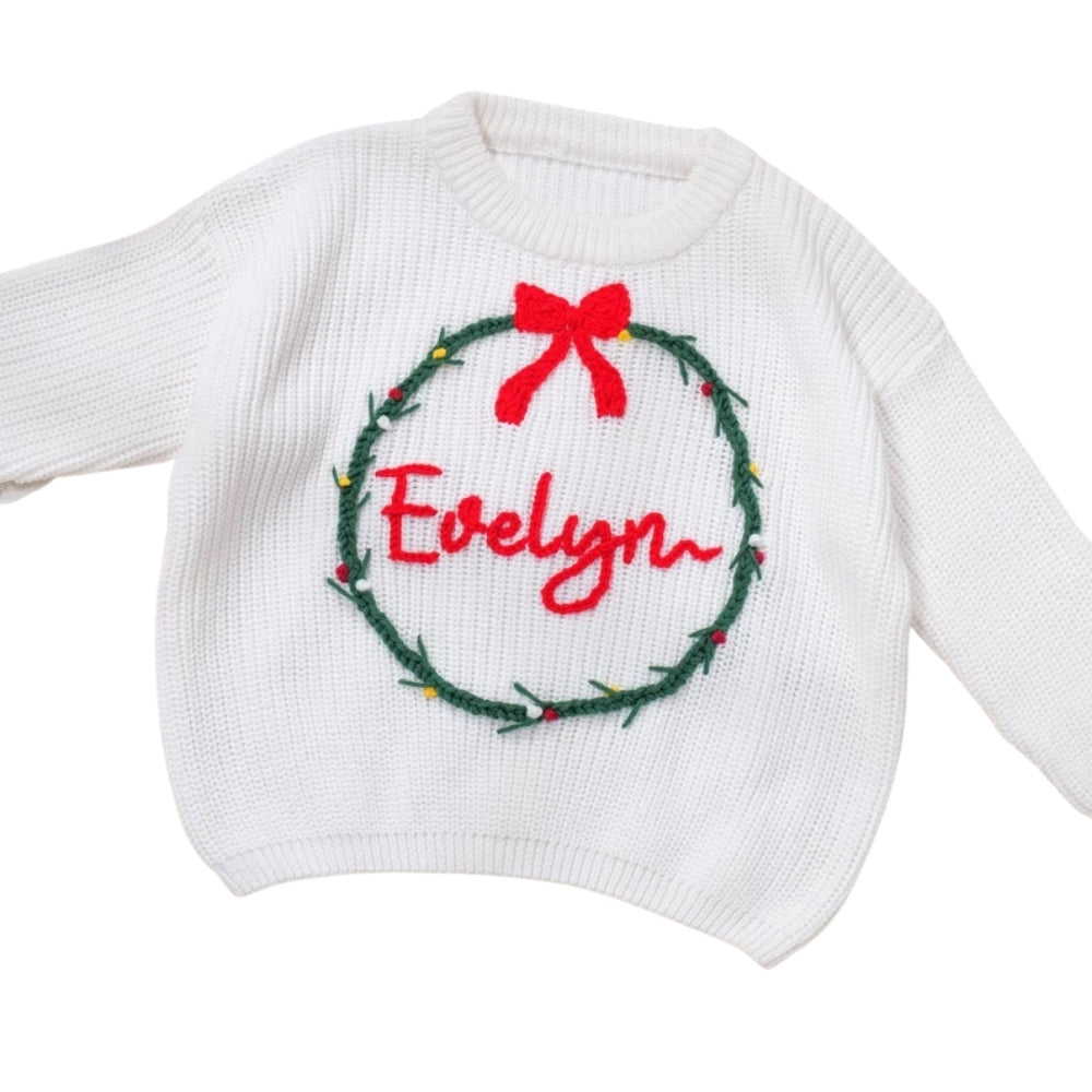 Personalized Christmas Baby Embroidered Knit Sweater, Custom Christmas Baby Sweatshirt BB0785