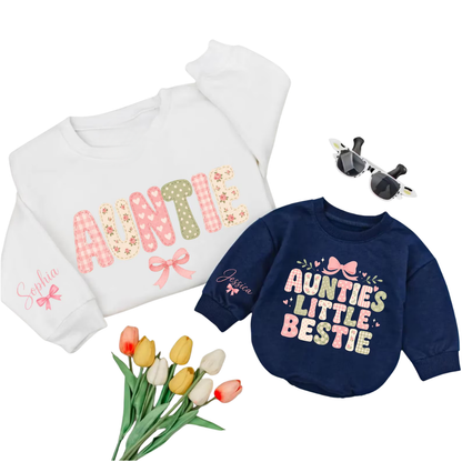Auntie And Auntie's Little Bestie Custom Name Matching Sweatshirt, Custom Auntie And Niece Sweatshirt Matching ET1616