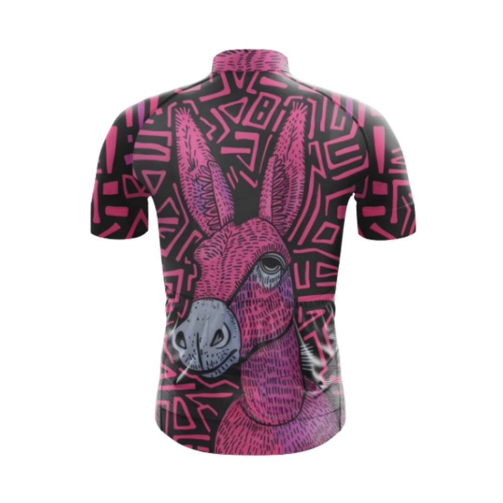 Black Pink Donkey Short Sleeve Cycling Jersey For Men, Donkey Cycling Jerseys CG0664