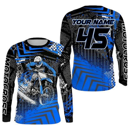 Custom Motocross Rider Men's Long Sleeve Jersey, Custom Dirt Bike Shirts MZ0085
