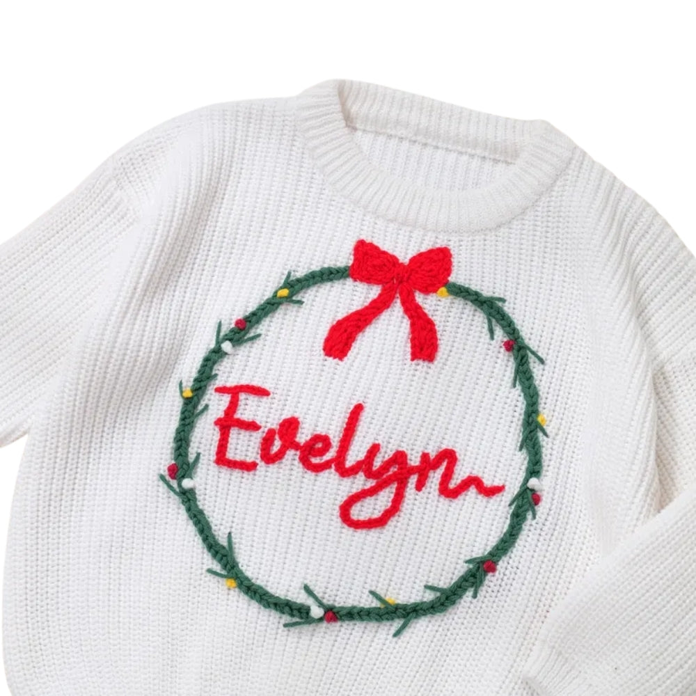 Personalized Christmas Baby Embroidered Knit Sweater, Custom Christmas Baby Sweatshirt BB0785