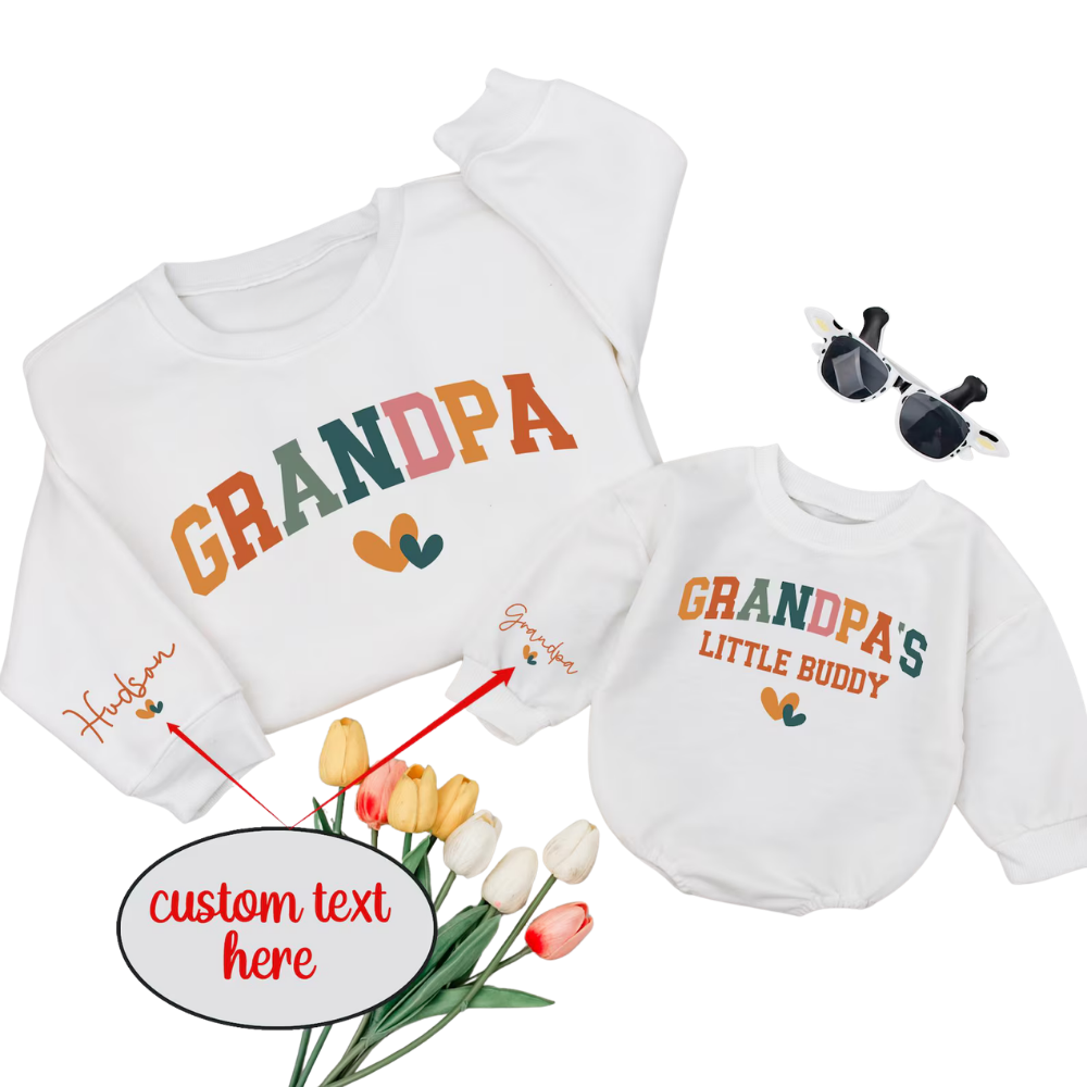 Personalized Grandpa And Grandpa's Little Buddy Matching Sweatshirt, Custom Grandfather And Baby Sweatshirt Matching ET1617