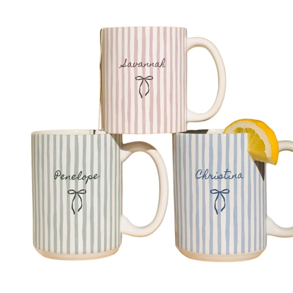 Personalized Bridesmaid Name Stripe Coffee Mug, Custom Bridesmaid Mug For Bridal Shower WD0271