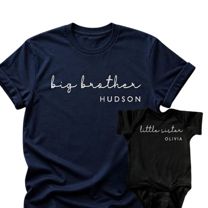 Big Brother Little Brother Custom Name Sibling Matching T Shirts, Personalized Matching Sibling Shirts ET0838