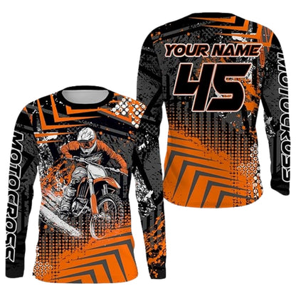 Custom Motocross Rider Men's Long Sleeve Jersey, Custom Dirt Bike Shirts MZ0085